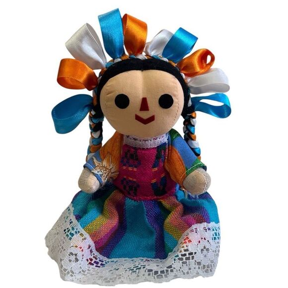 Handmade Mexican Rag Doll Folk Art 6” T X 5” W - Picture 1 of 3